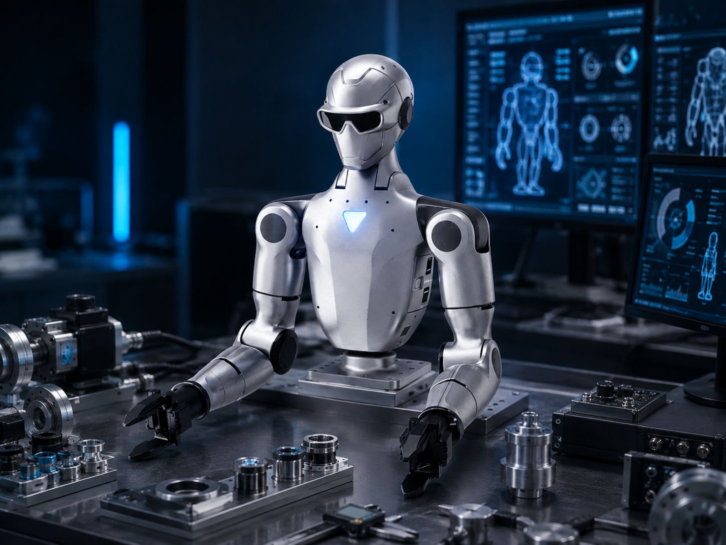 Engineering laboratory designing a robotic system