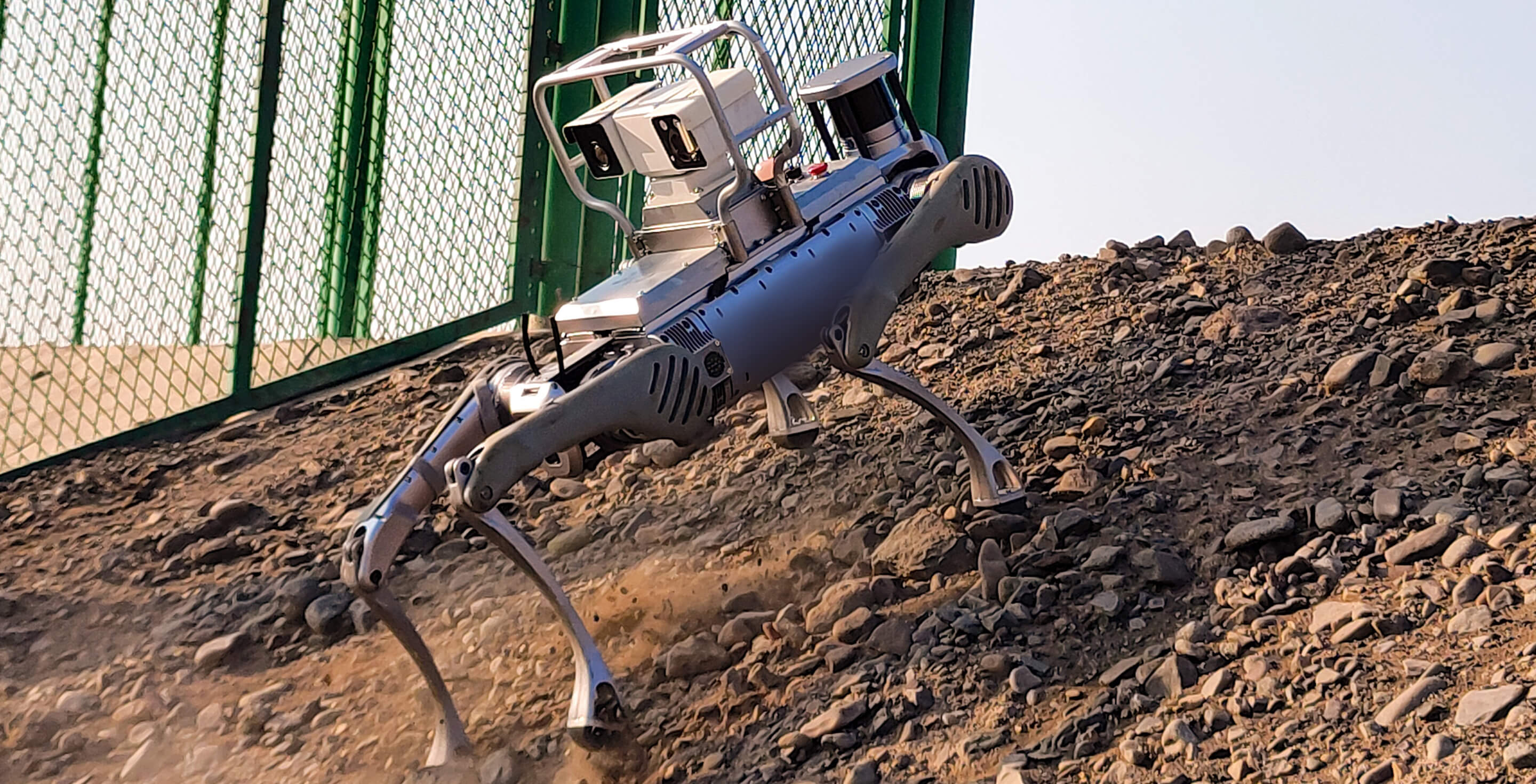 Quadruped robot moving in challenging terrain